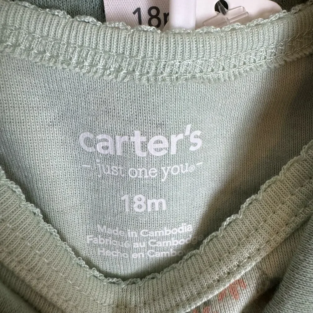 NWT Carters 3pc Outfit Baby Girl Infant Size 18mth Top Bottom Quilted Vest Green